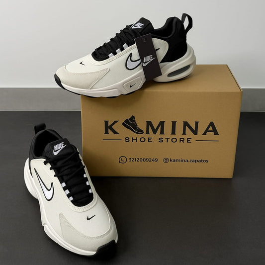 Tenis Nike Air Max para Hombre – Blanco, Negro y Punta en Cuero Gris